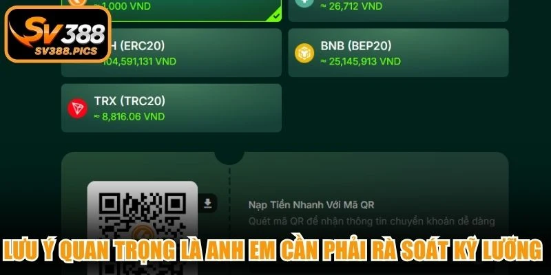 Lưu ý quan trọng là anh em cần phải rà soát kỹ lưỡng dữ liệu nạp tiền