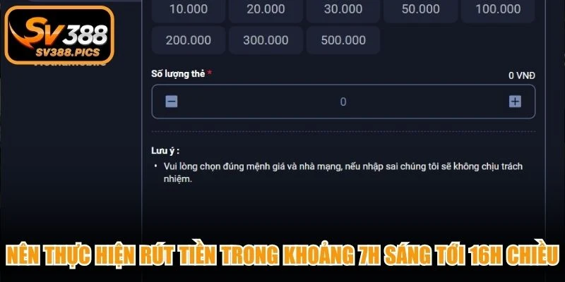 Nên thực hiện rút tiền trong khoảng 7h sáng tới 16h chiều mỗi ngày